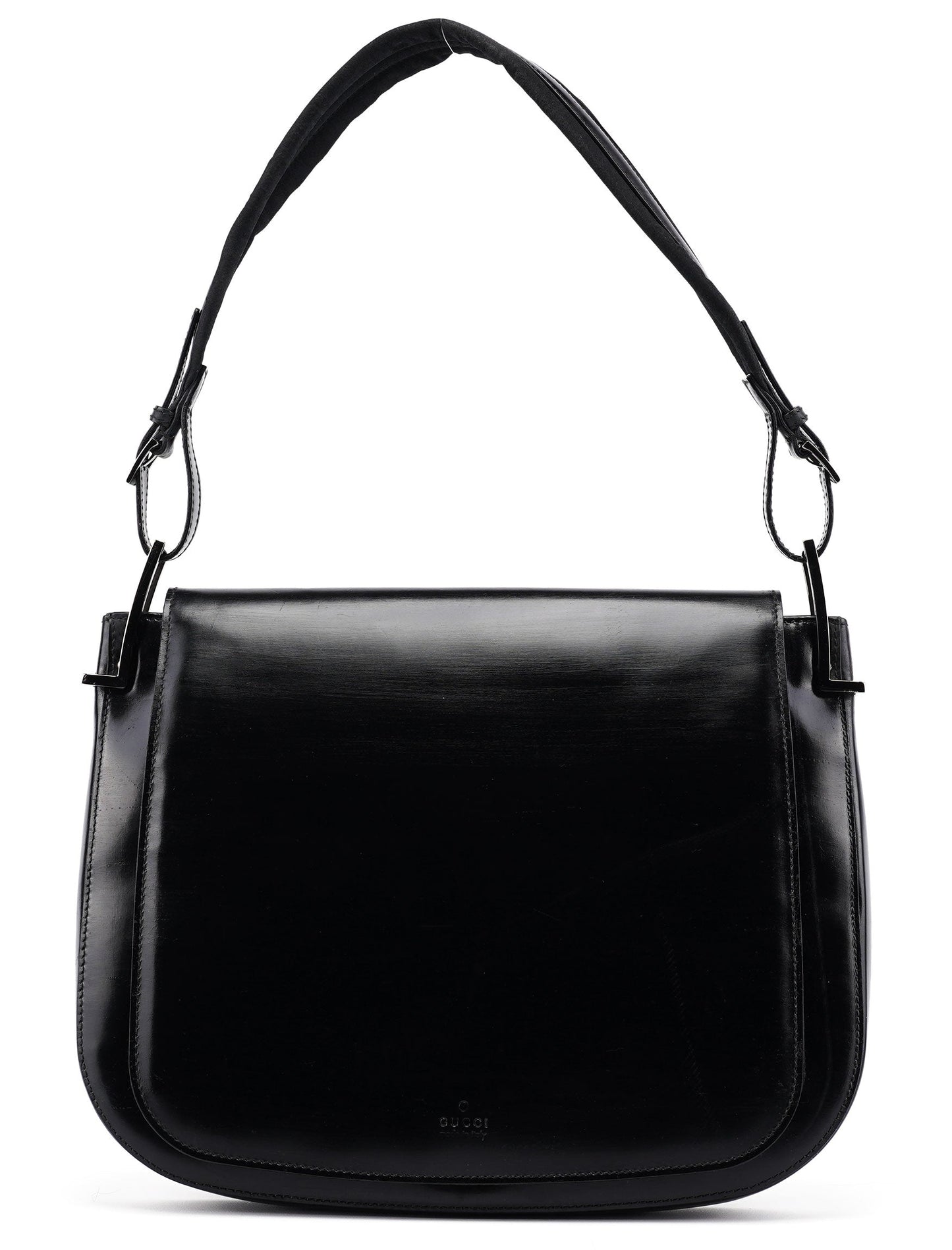 Black Patent Leather Flap Shoulder Bag