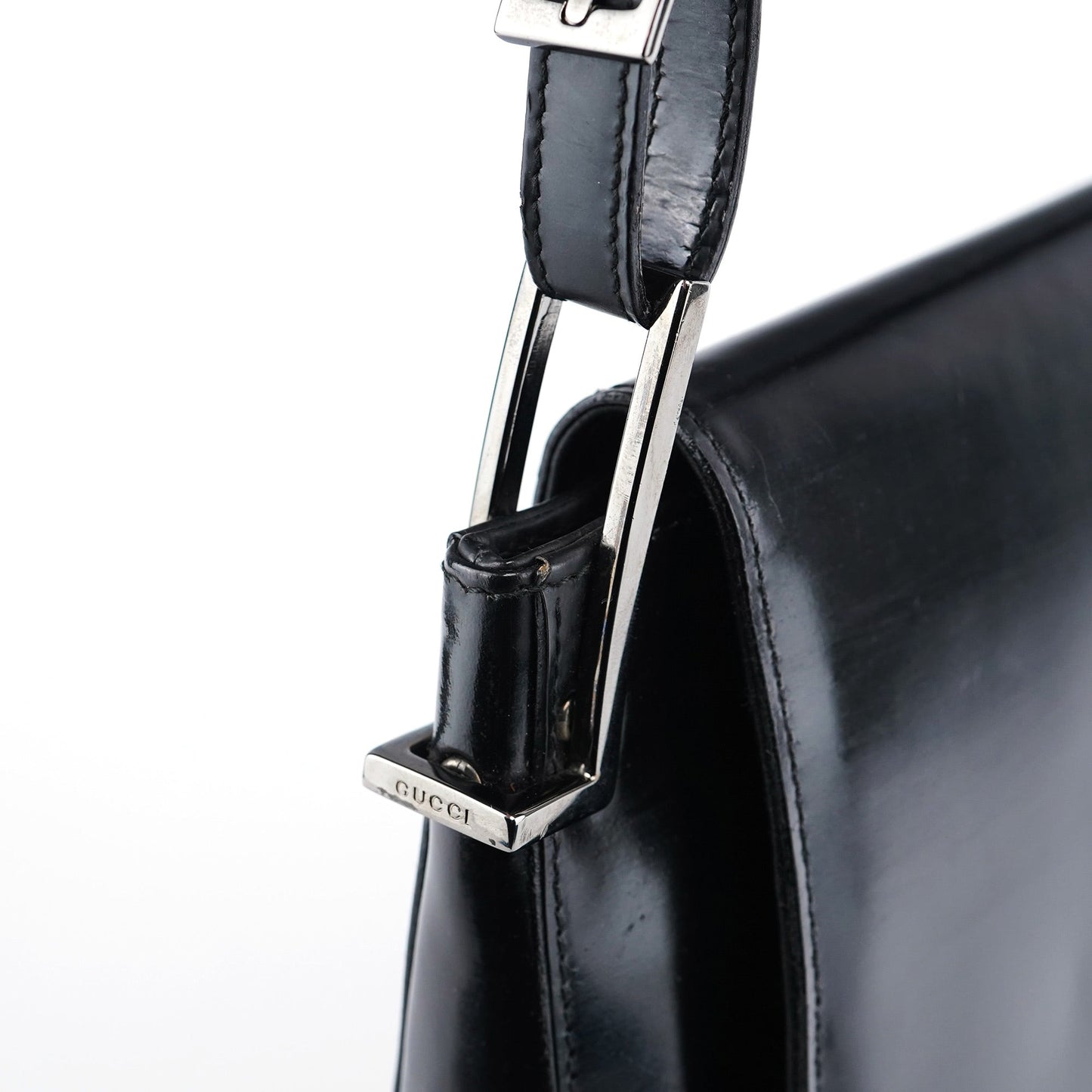 Black Patent Leather Flap Shoulder Bag
