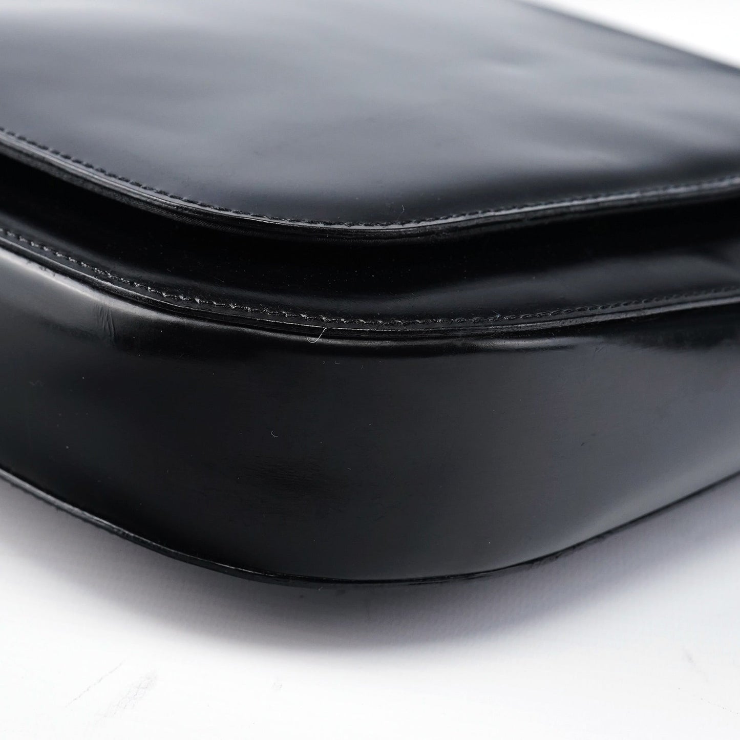 Black Patent Leather Flap Shoulder Bag