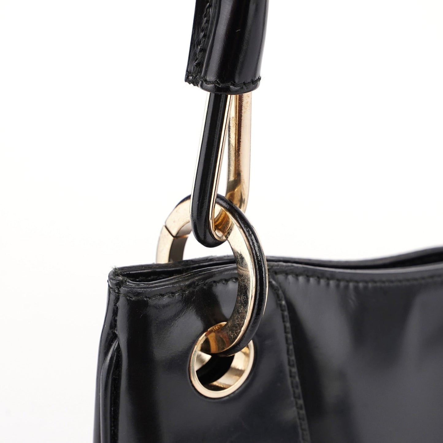 Black Patent Leather Jackie Shoulder Bag