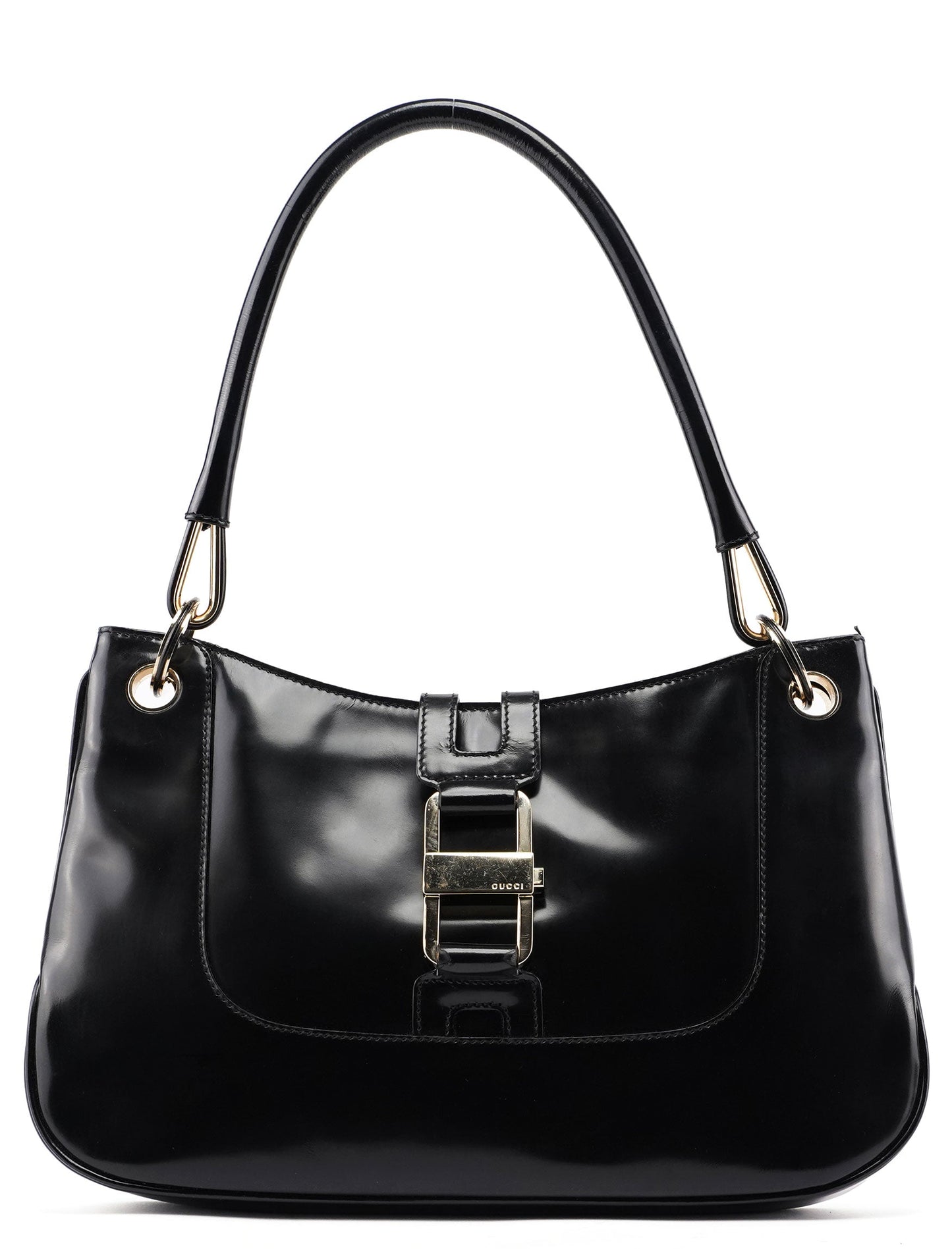 Black Patent Leather Jackie Shoulder Bag