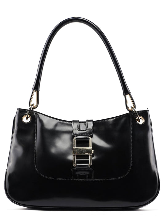 Black Patent Leather Jackie Shoulder Bag