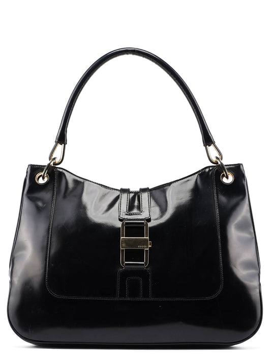 Black Patent Leather Jackie Shoulder Bag