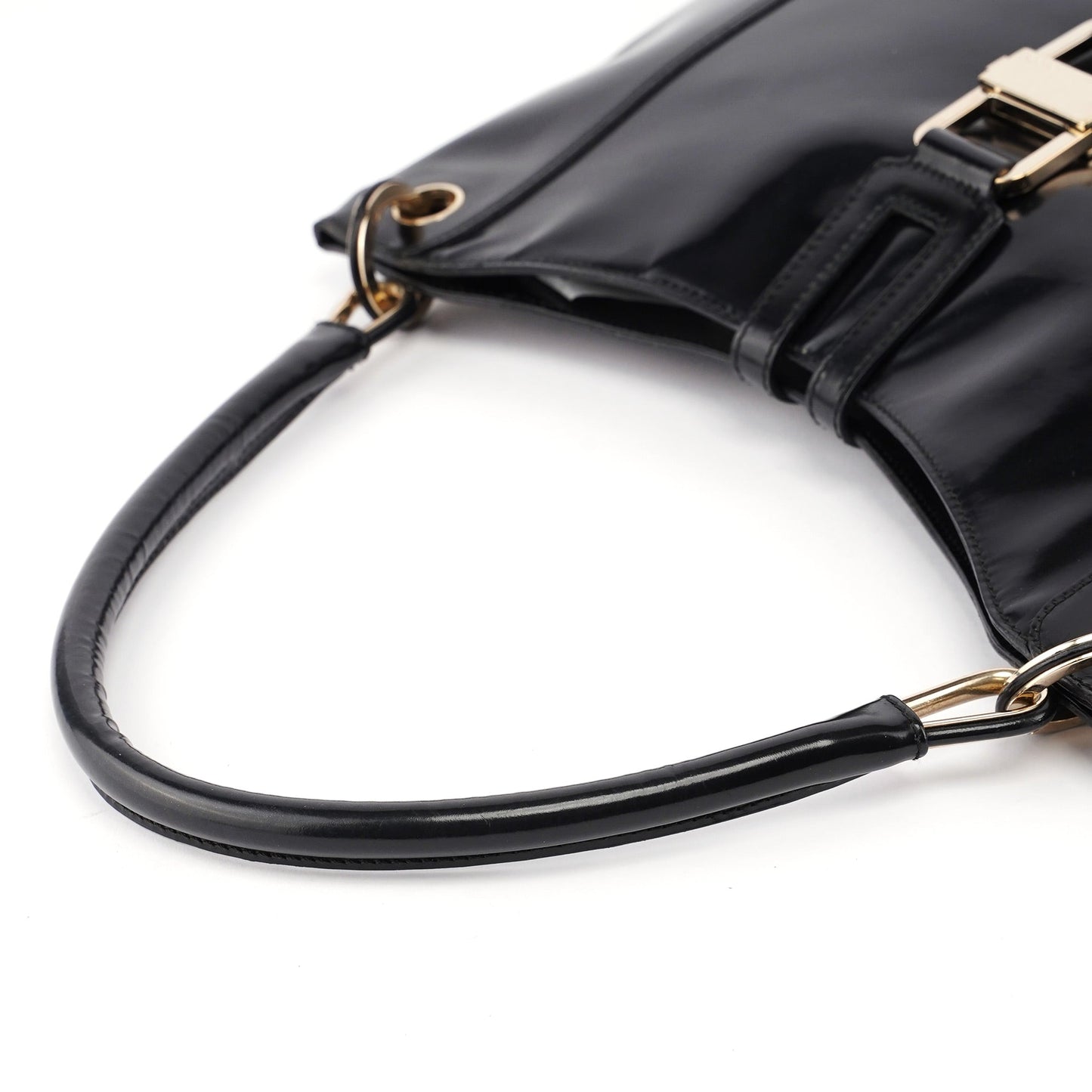 Black Patent Leather Jackie Shoulder Bag