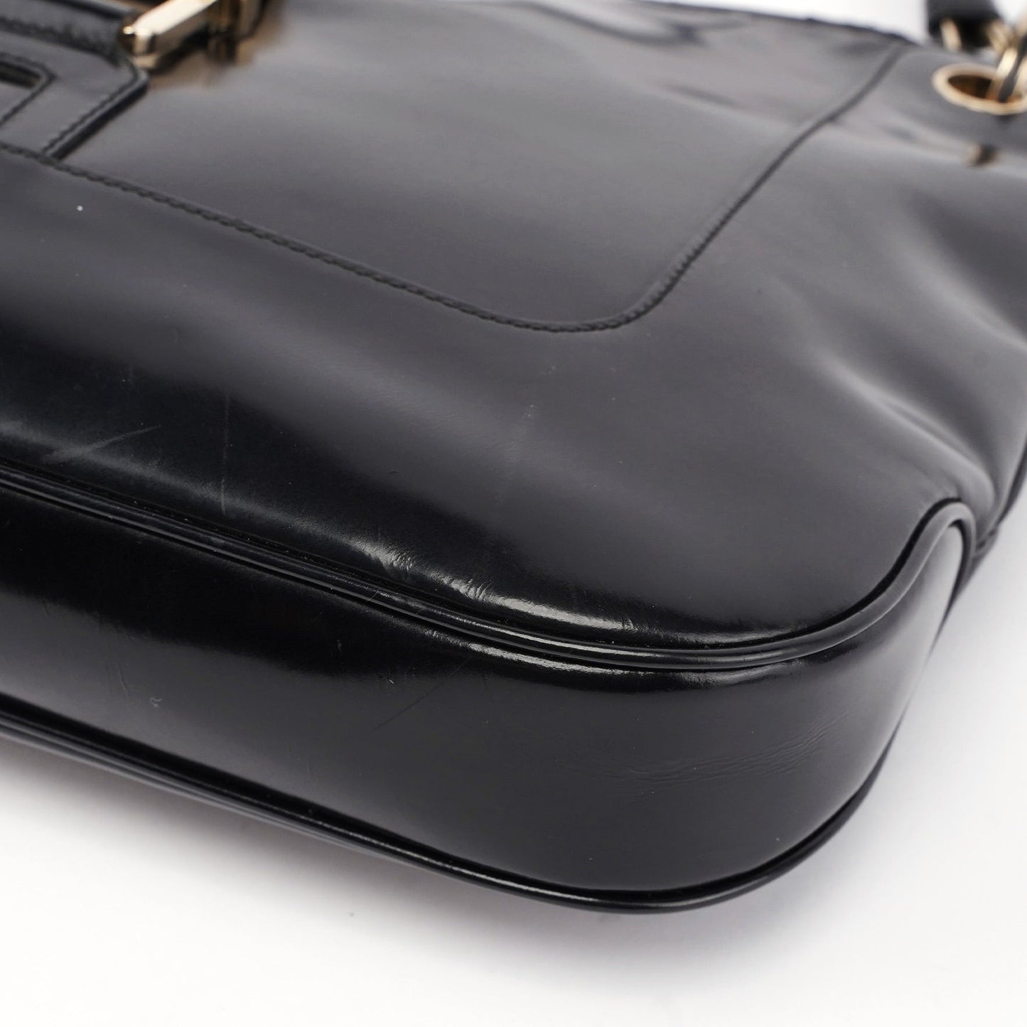 Black Patent Leather Jackie Shoulder Bag