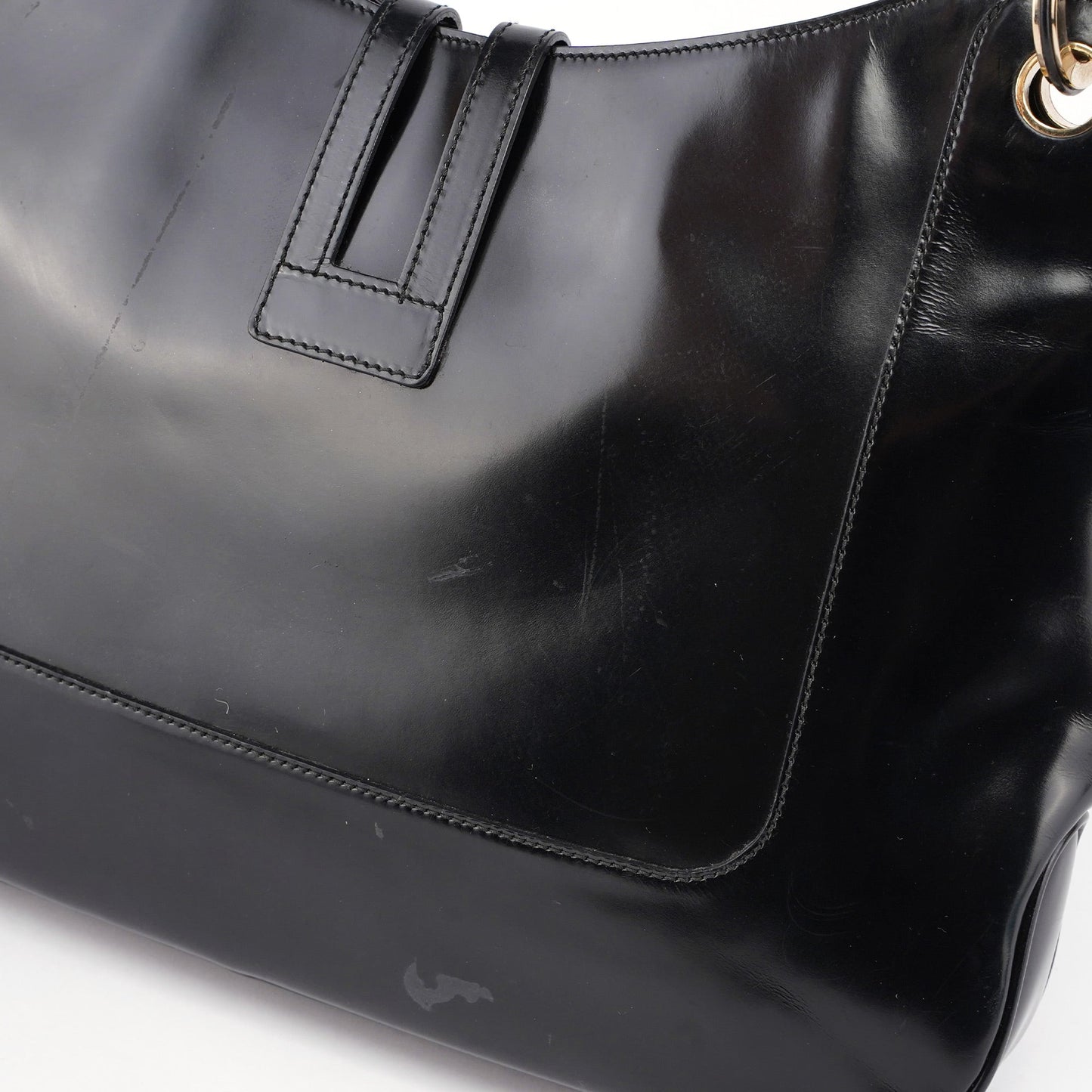 Black Patent Leather Jackie Shoulder Bag