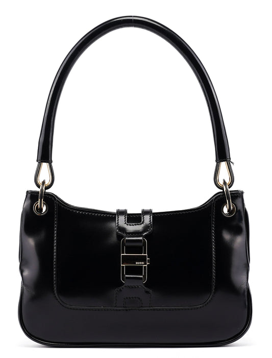 Black Patent Leather Jackie Shoulder Bag