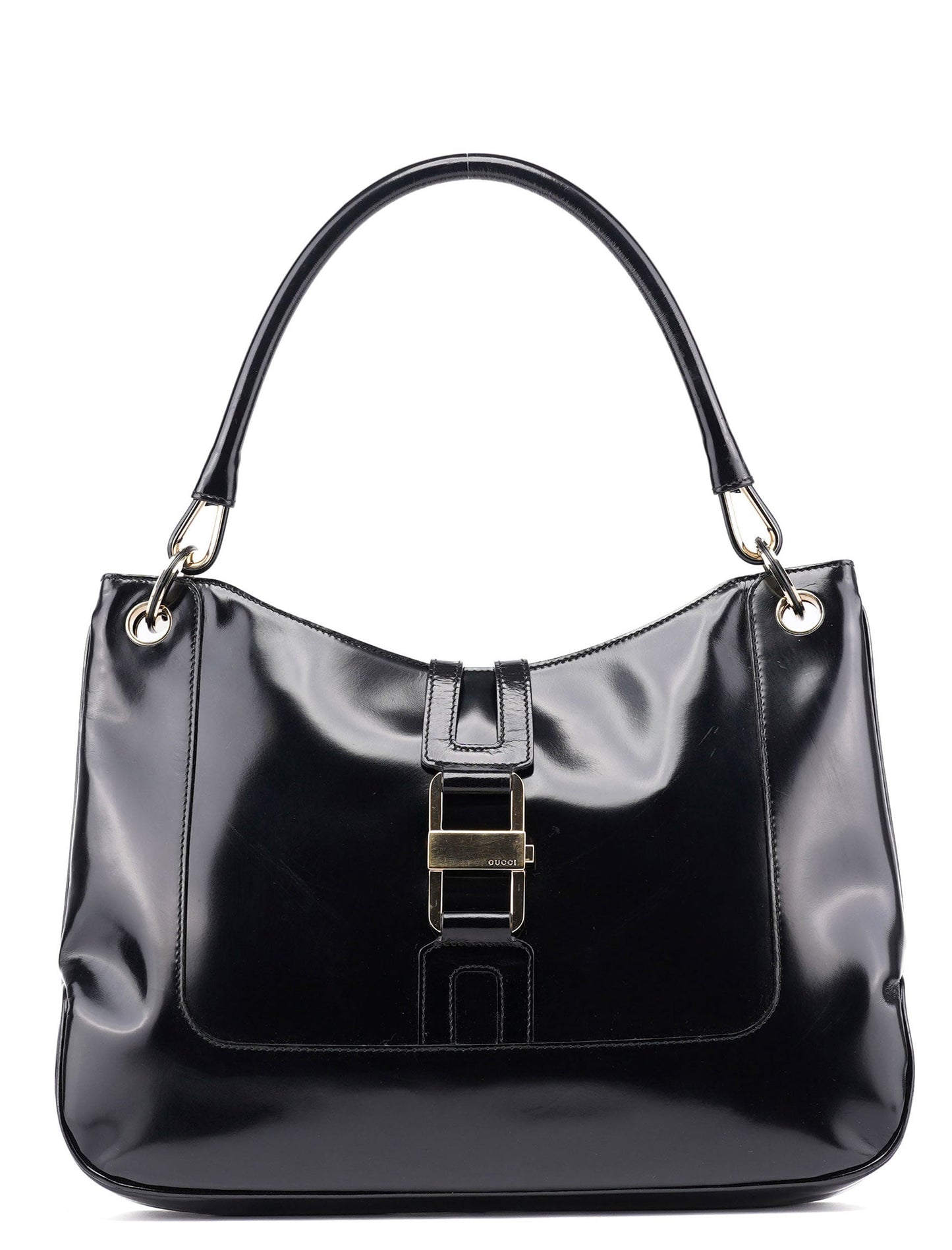 Black Patent Leather Jackie Shoulder Bag