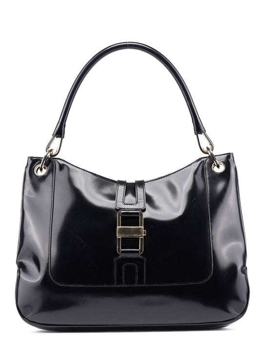 Black Patent Leather Jackie Shoulder Bag