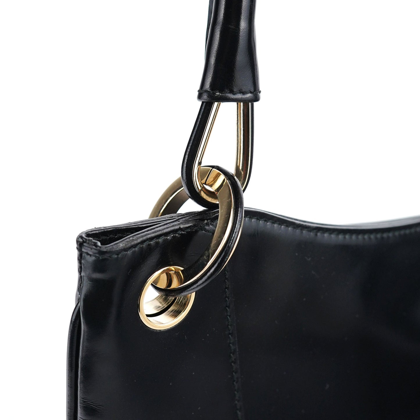 Black Patent Leather Jackie Shoulder Bag