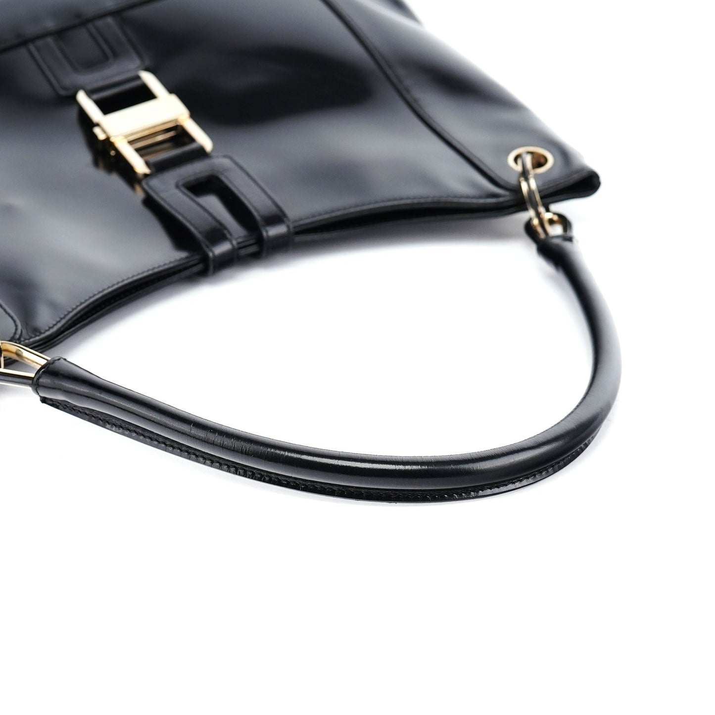 Black Patent Leather Jackie Shoulder Bag
