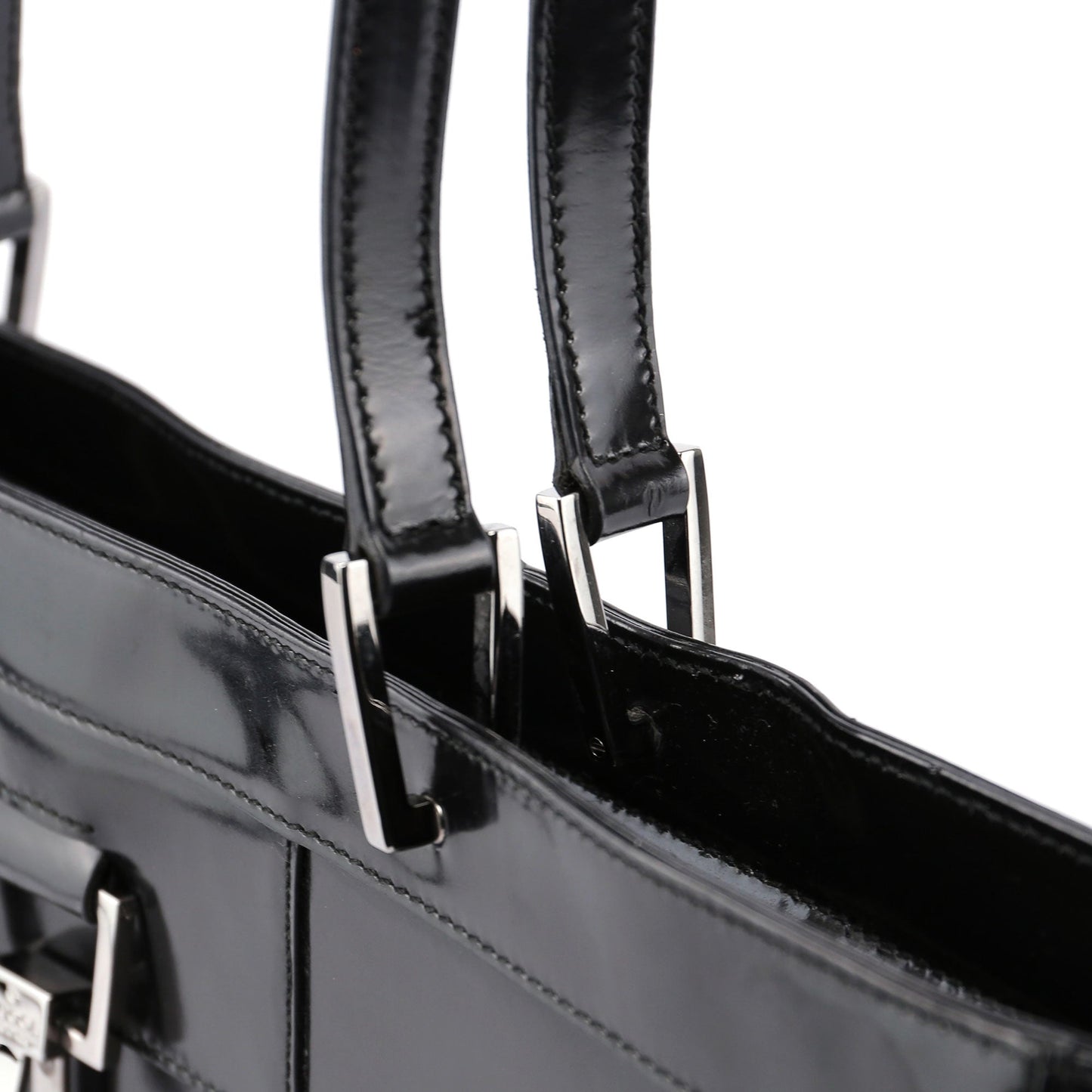 Black Patent Leather Jackie Tote
