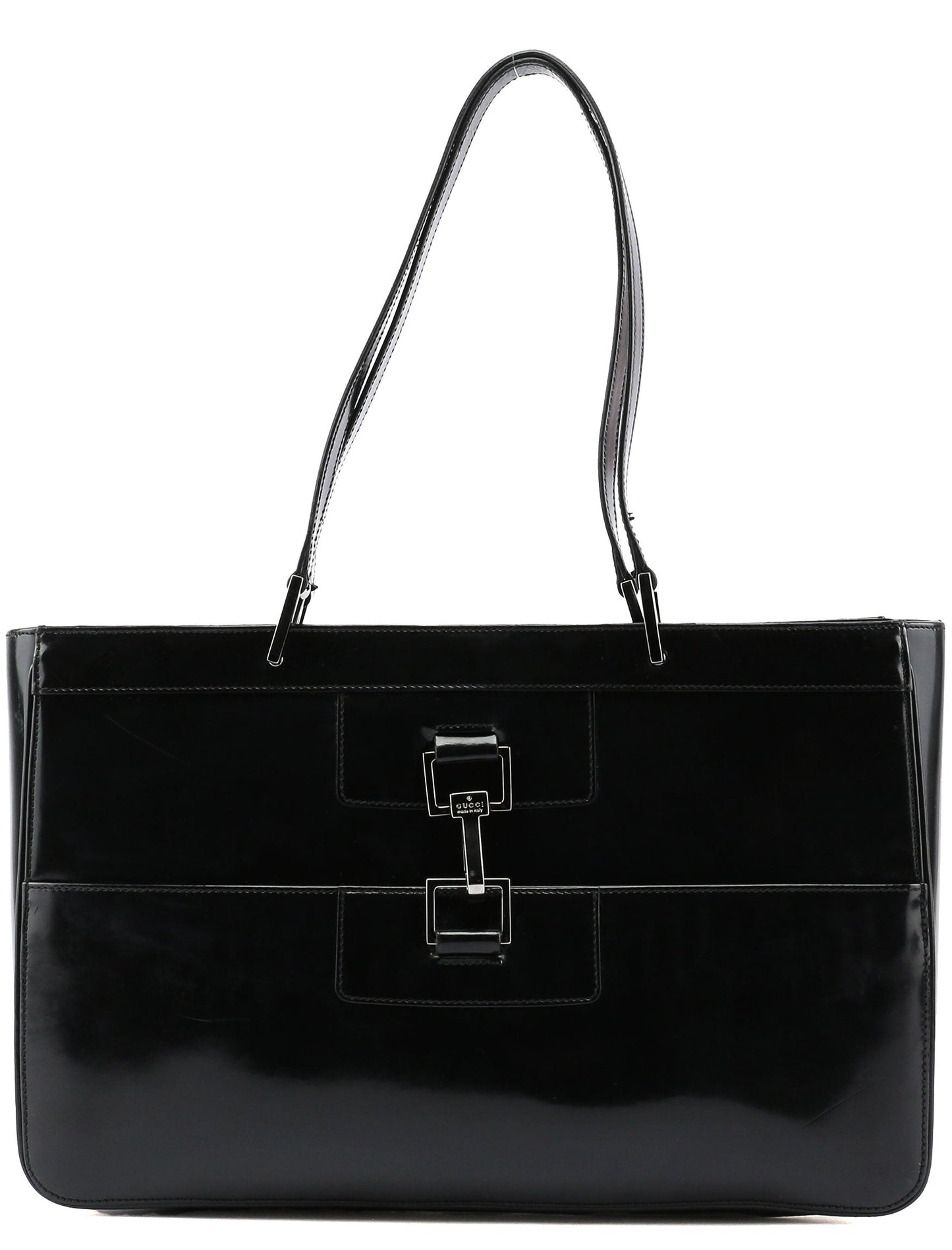 Black Patent Leather Jackie Tote