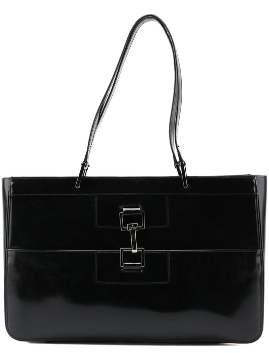 Black Patent Leather Jackie Tote