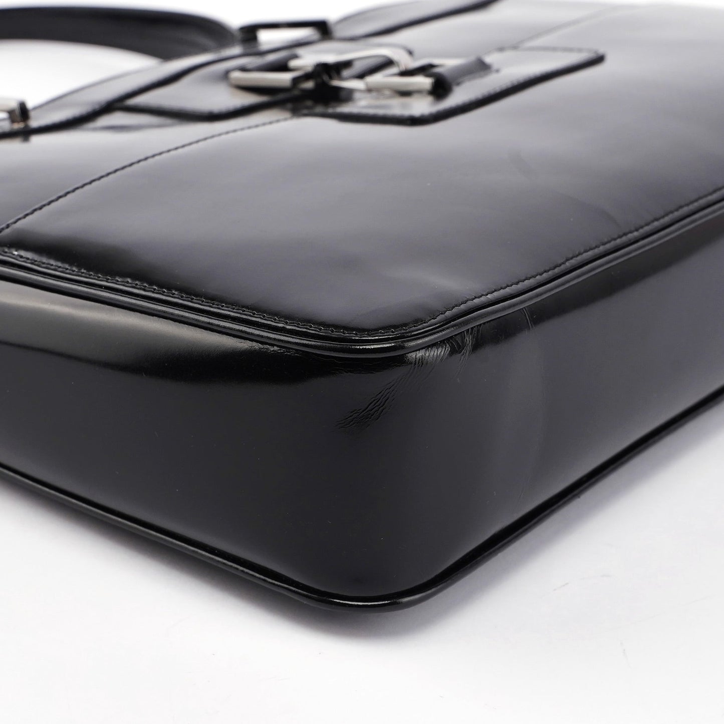 Black Patent Leather Jackie Tote