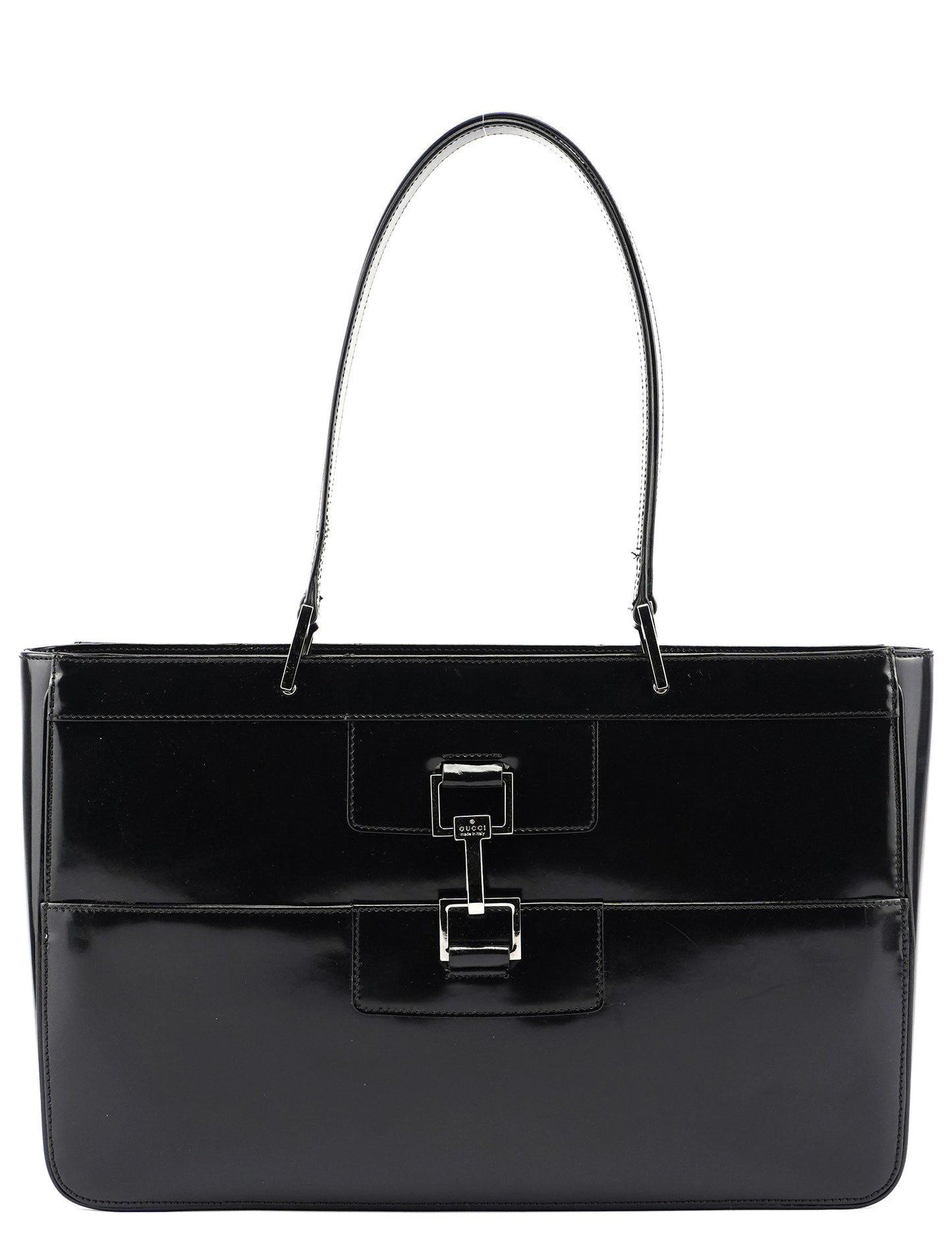 Black Patent Leather Jackie Tote