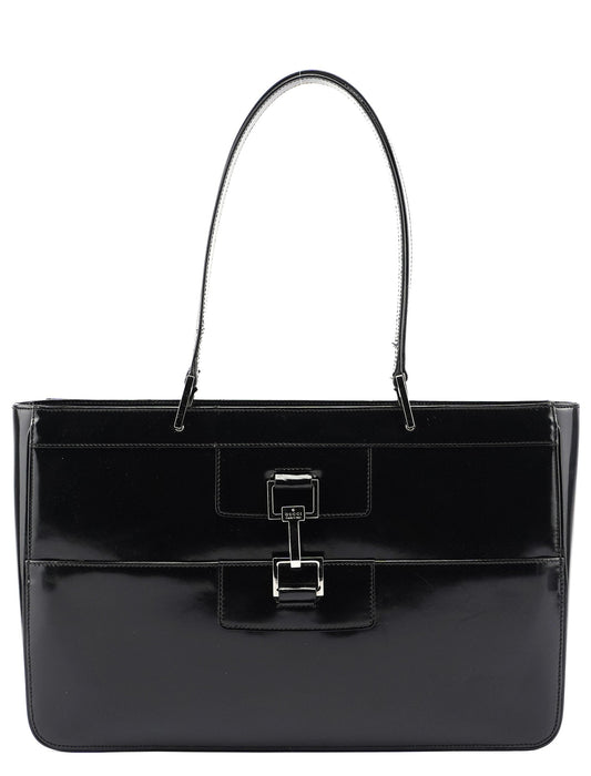 Black Patent Leather Jackie Tote