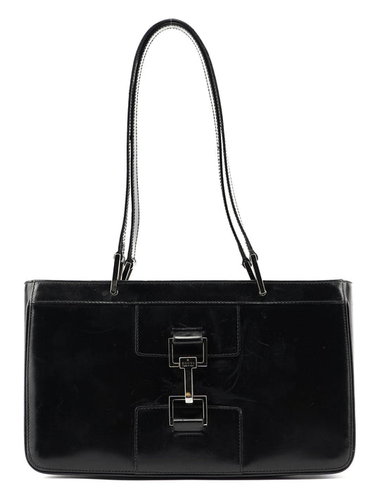 Black Patent Leather Jackie Tote