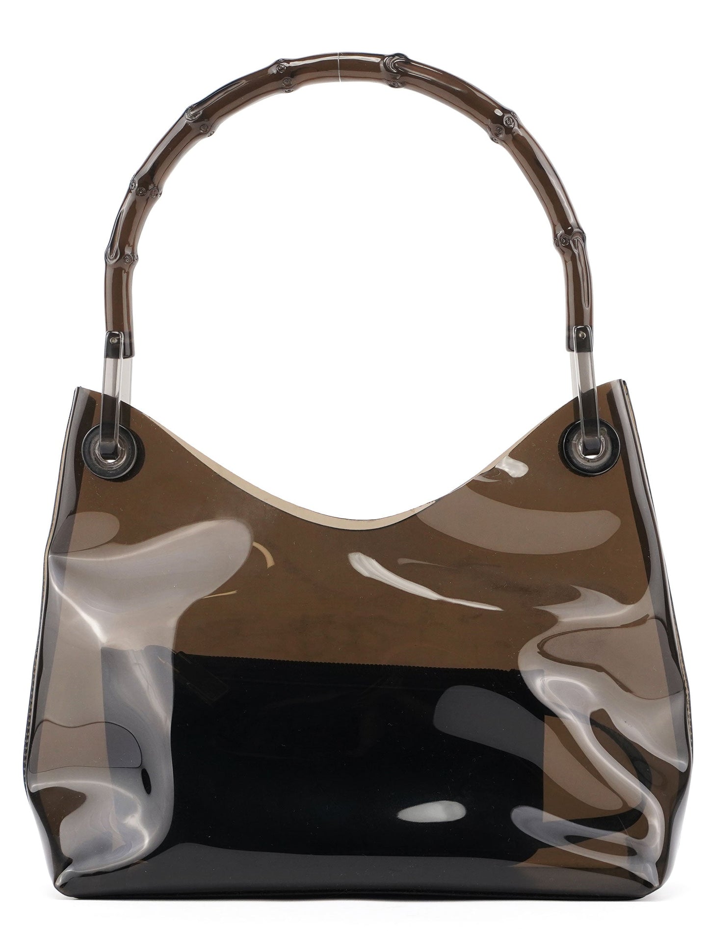 Black Plastic Bamboo Shoulder Bag