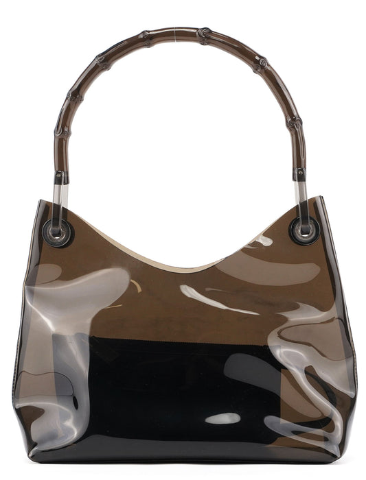 Black Plastic Bamboo Shoulder Bag