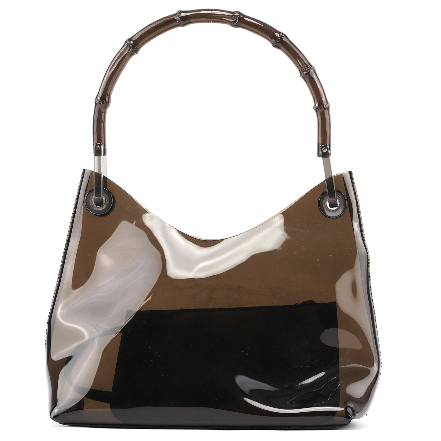 Black Plastic Bamboo Shoulder Bag