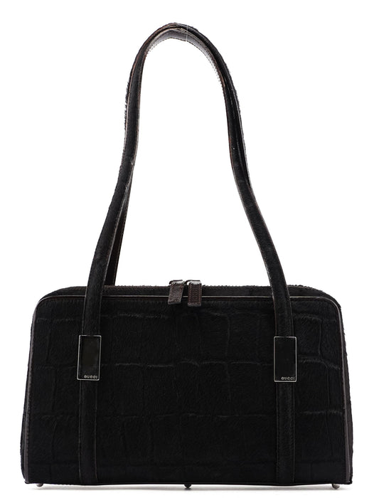 Black Pony Fur Mini Clutch Bag