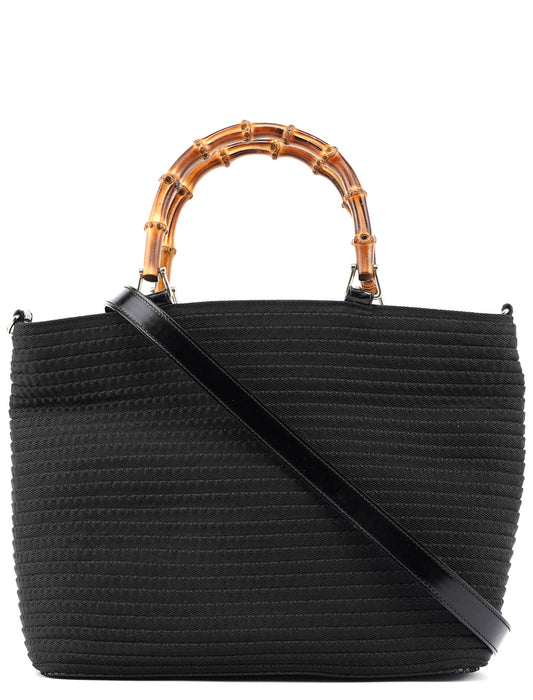 Black Quilted Bamboo Tote