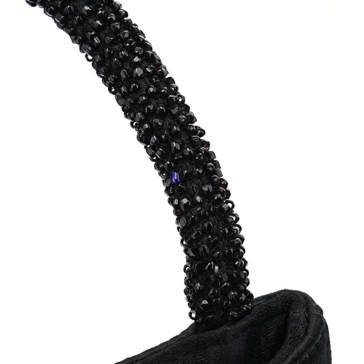 Black Satin Beaded Tote Bag