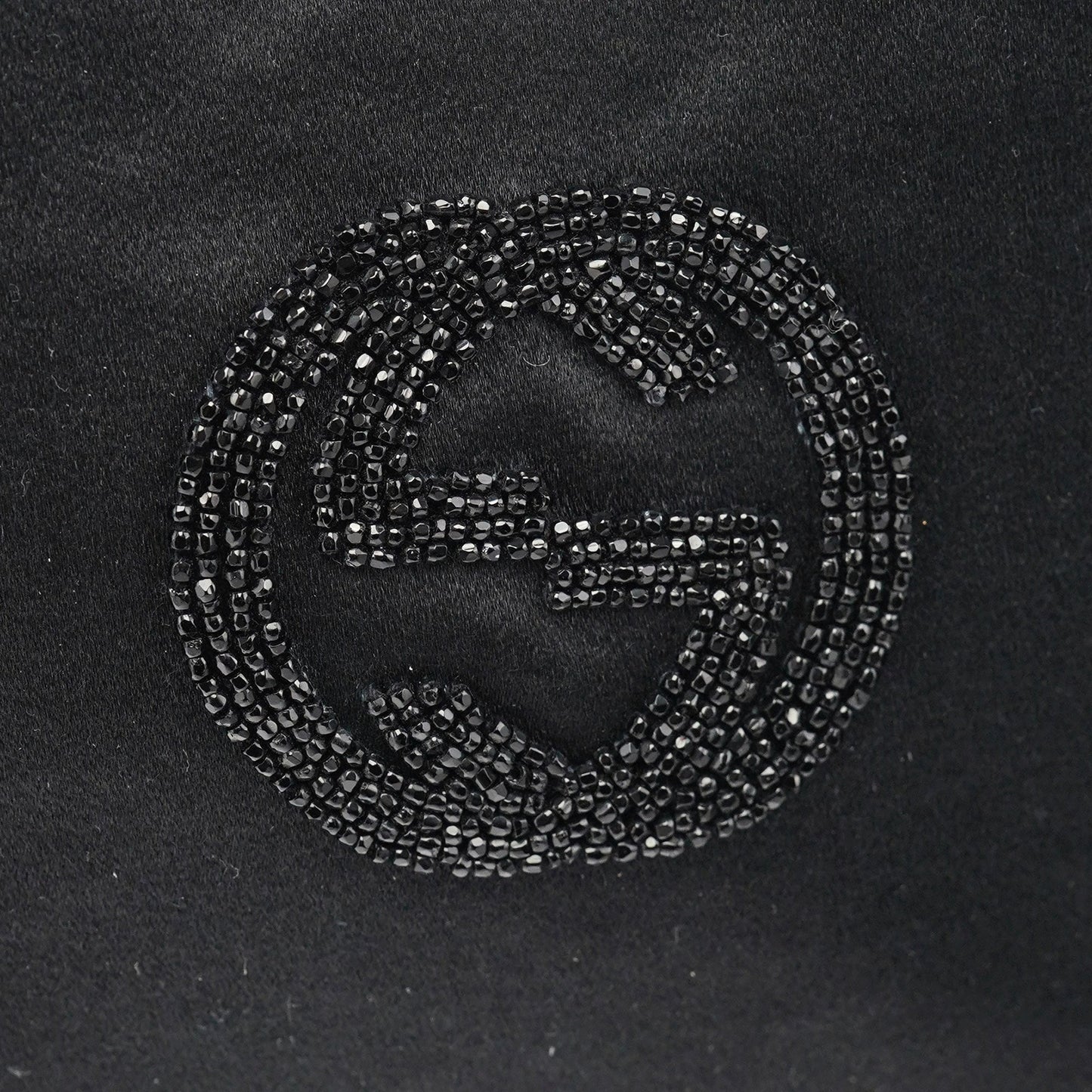 Black Satin Beaded Tote Bag