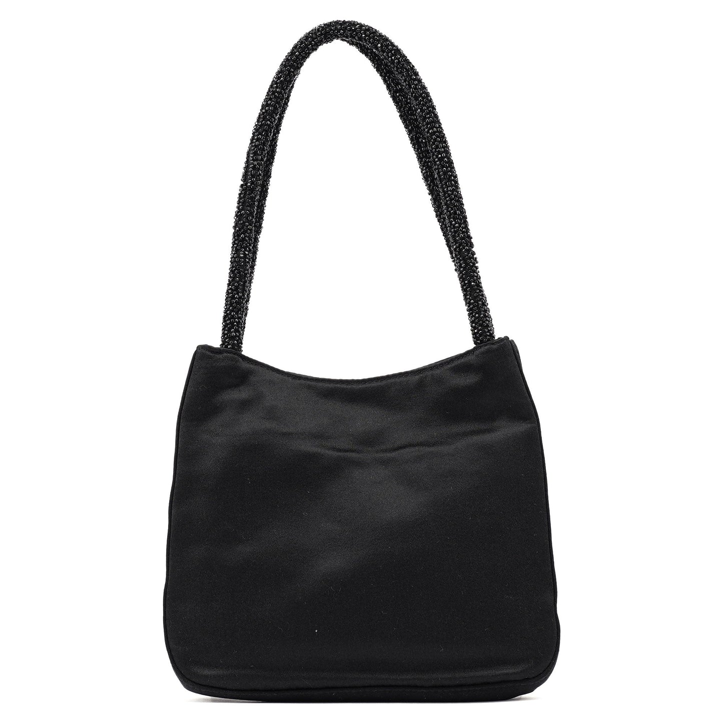 Black Satin Beaded Tote Bag