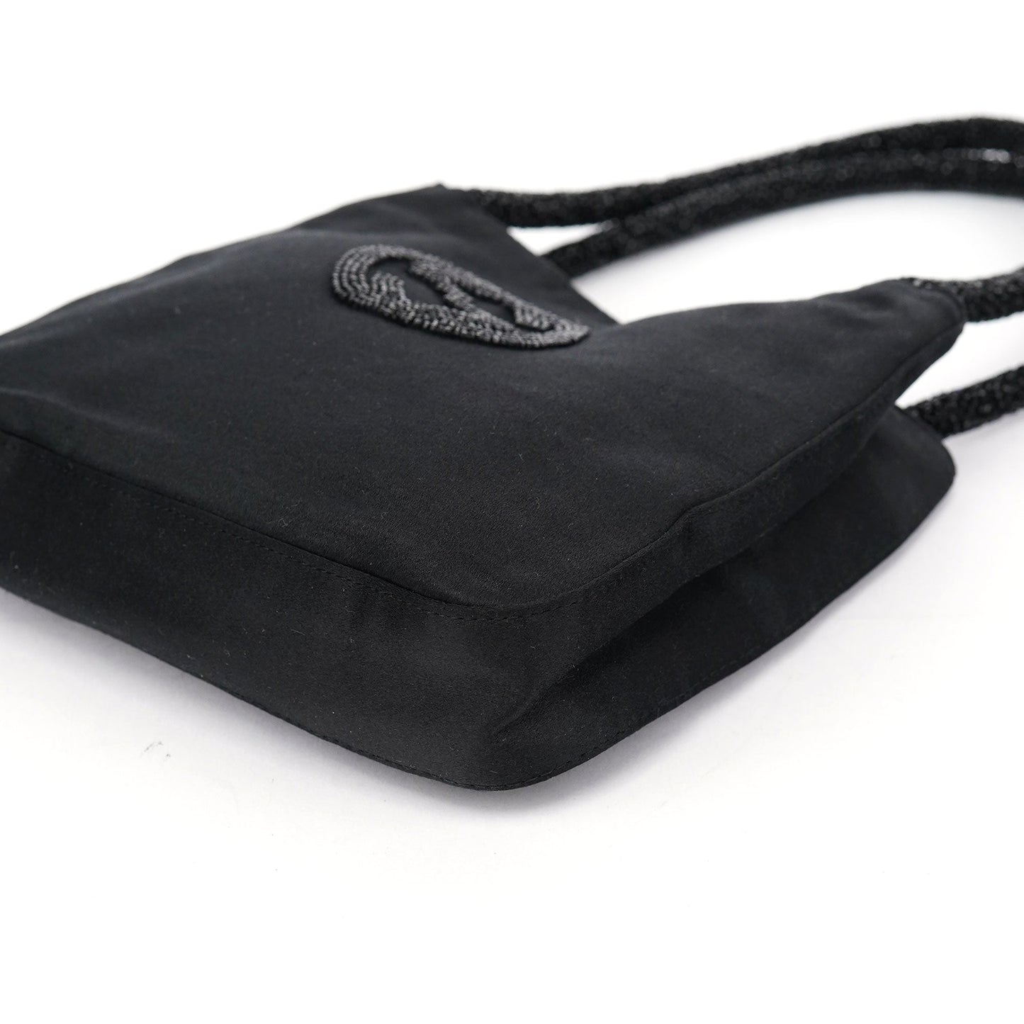 Black Satin Beaded Tote Bag