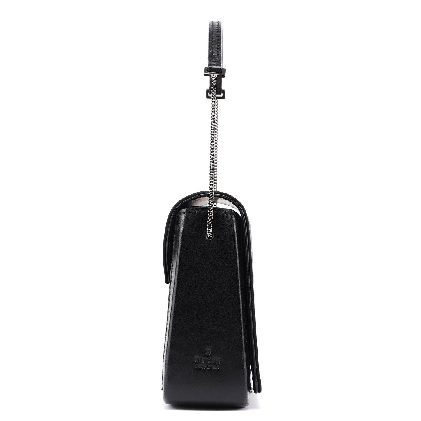 Black Satin Calfskin Mini Shoulder Bag