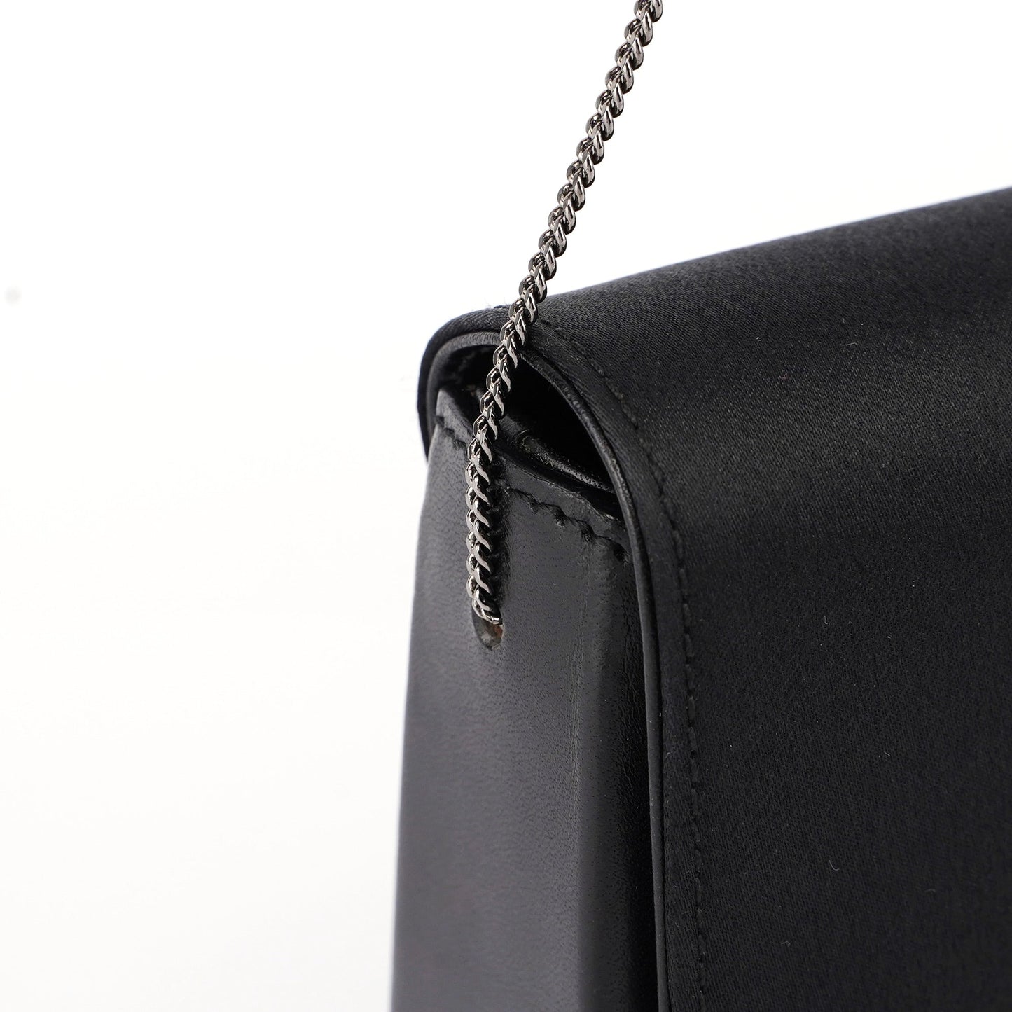 Black Satin Calfskin Mini Shoulder Bag