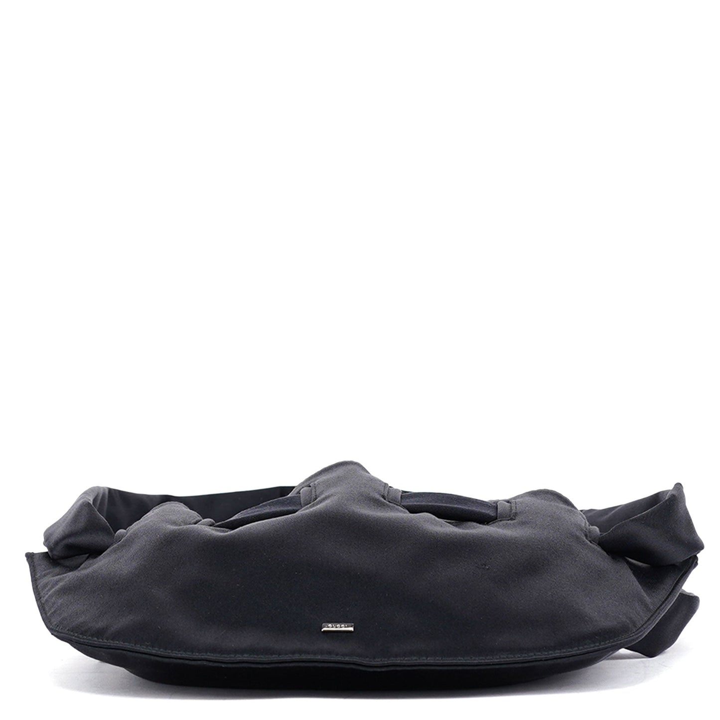 Black Satin Drawstring Shoulder Bag