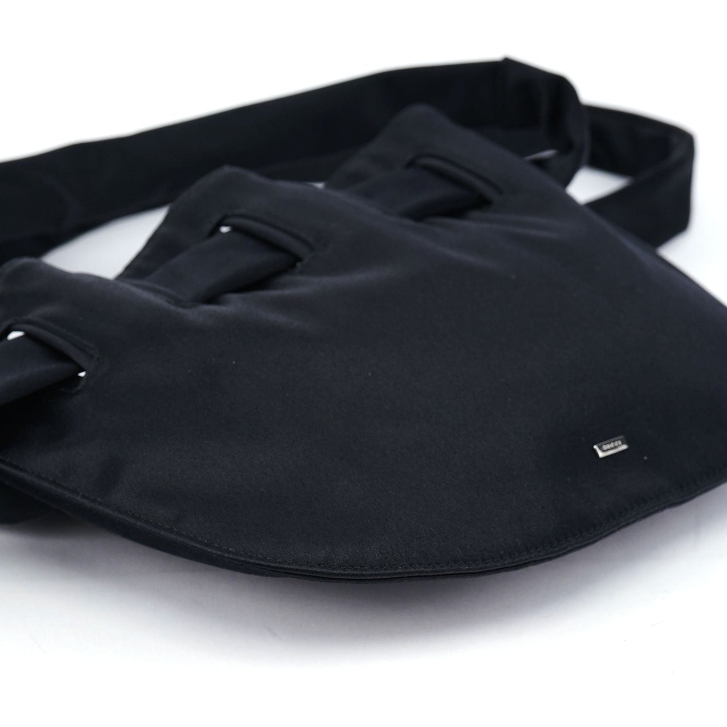 Black Satin Drawstring Shoulder Bag