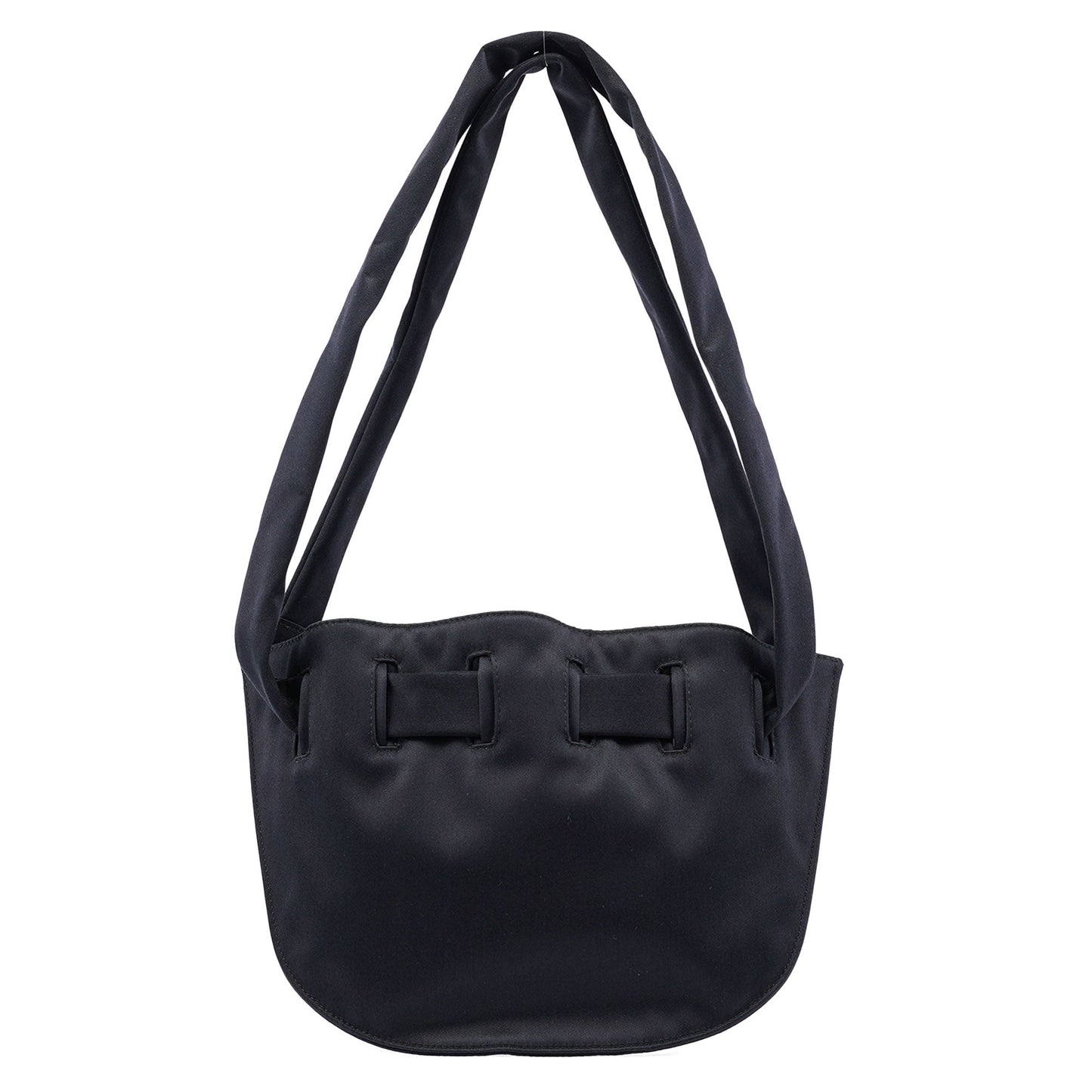 Black Satin Drawstring Shoulder Bag