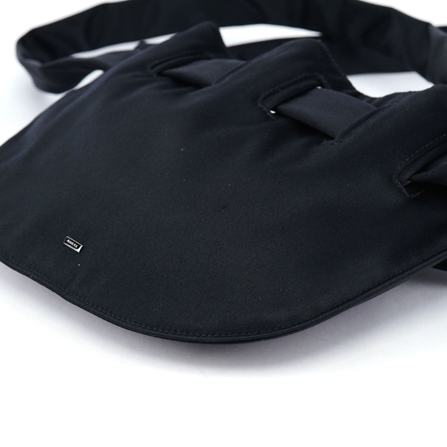 Black Satin Drawstring Shoulder Bag