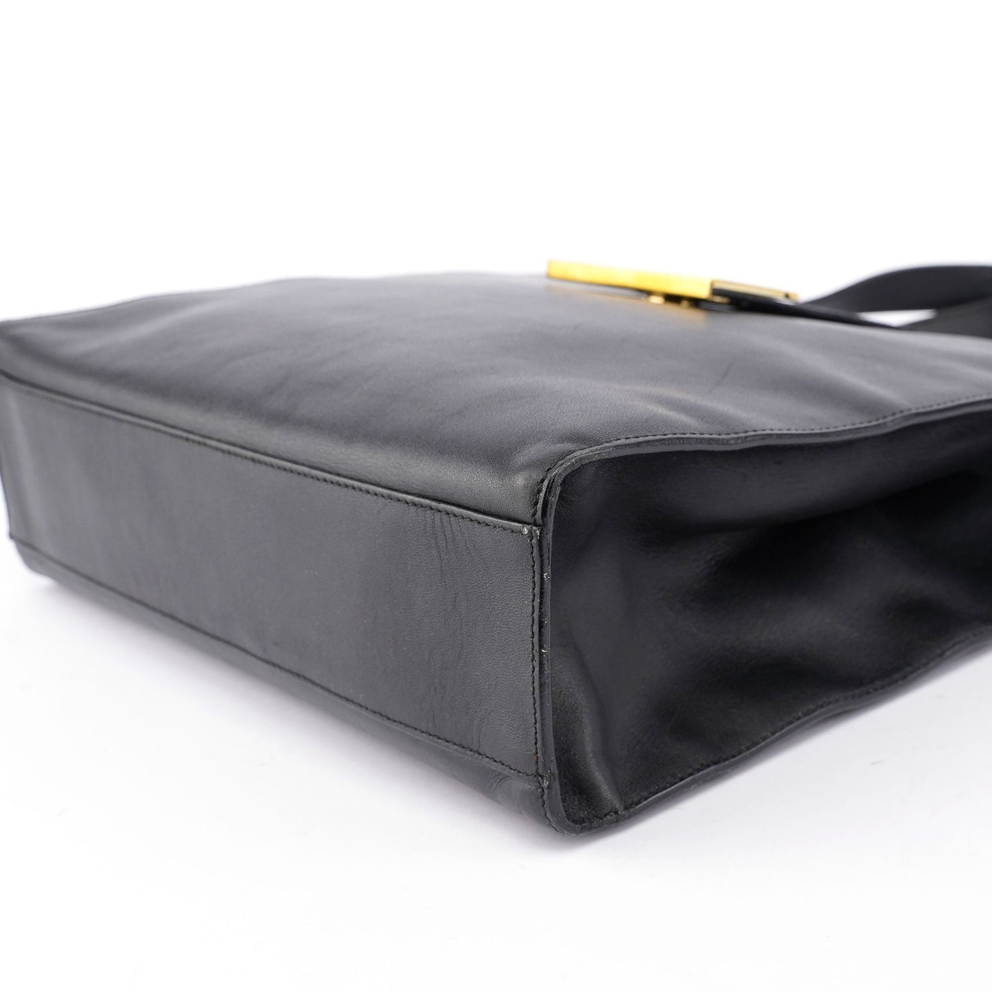 Black Square G Leather Small Tote