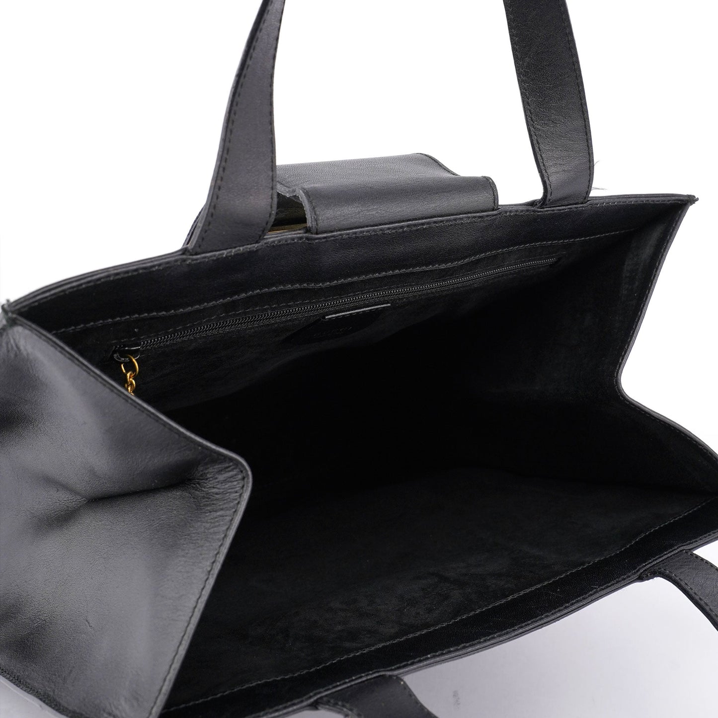Black Square G Leather Small Tote
