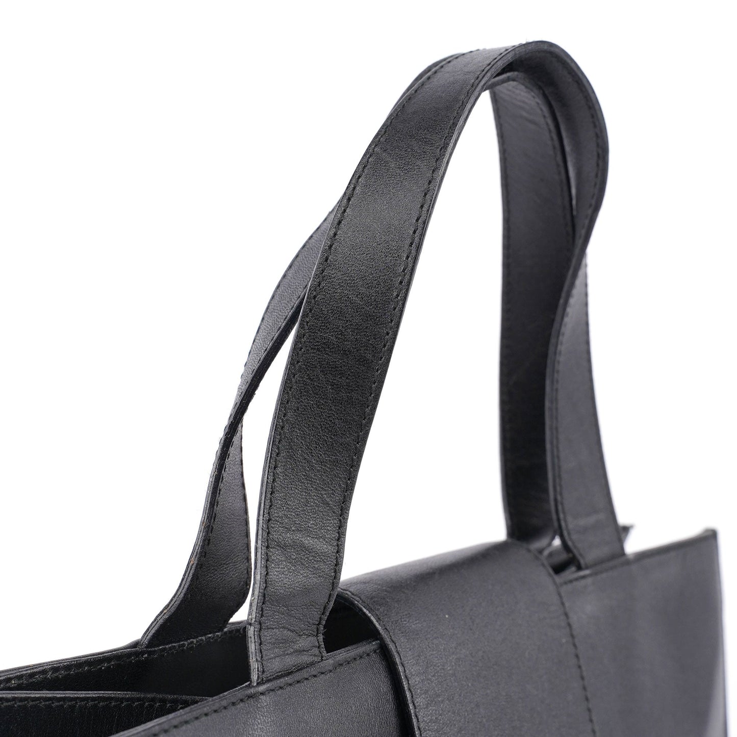 Black Square G Leather Small Tote