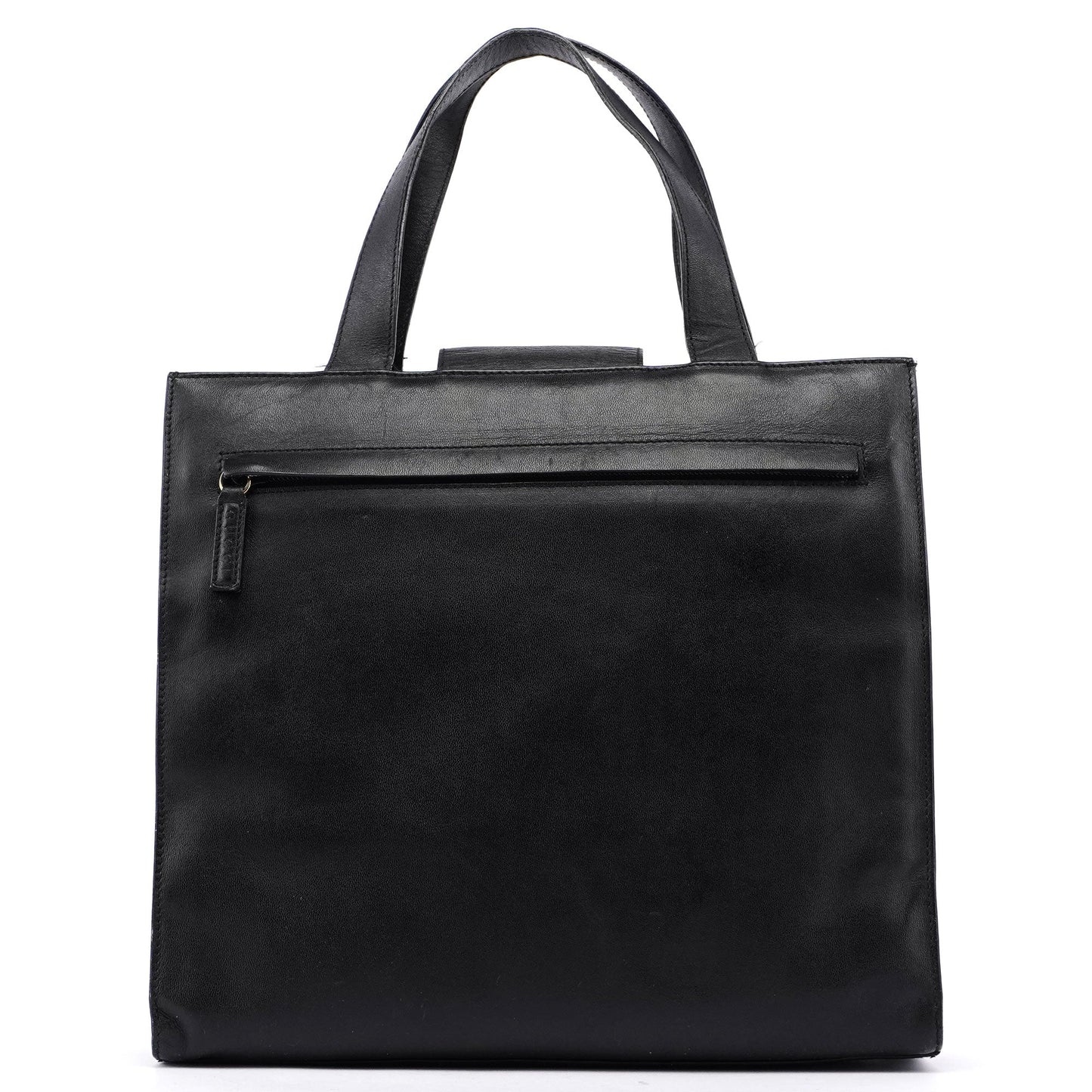 Black Square G Leather Small Tote