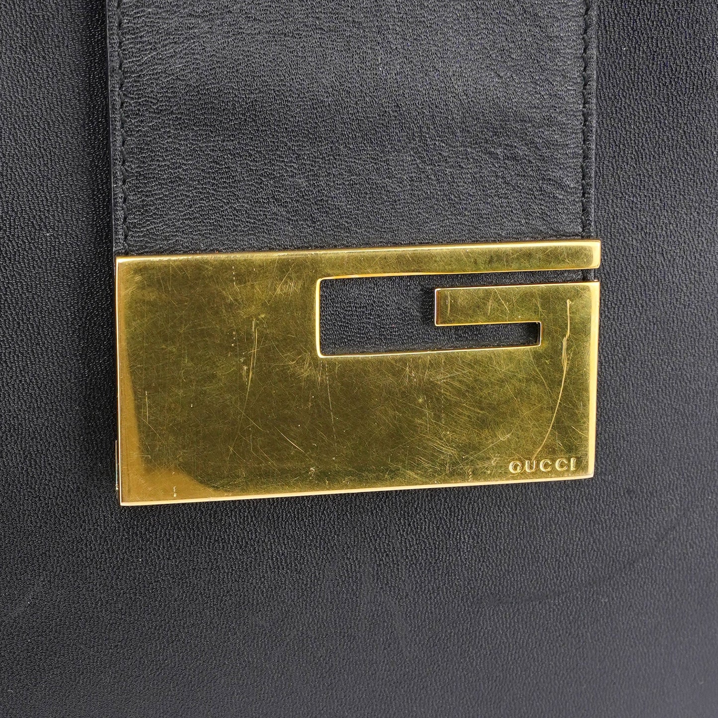 Black Square G Leather Small Tote