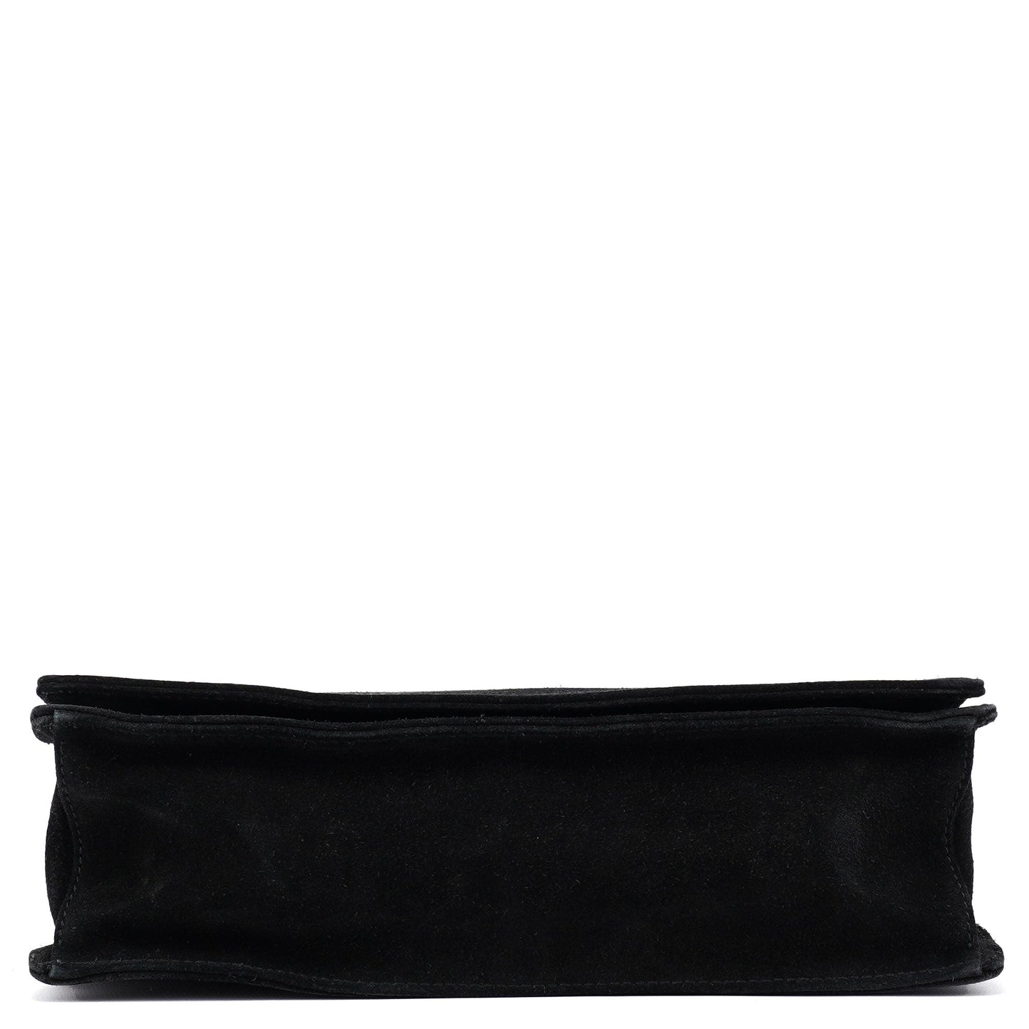 Black Suede Bamboo Flap Shoulder Bag