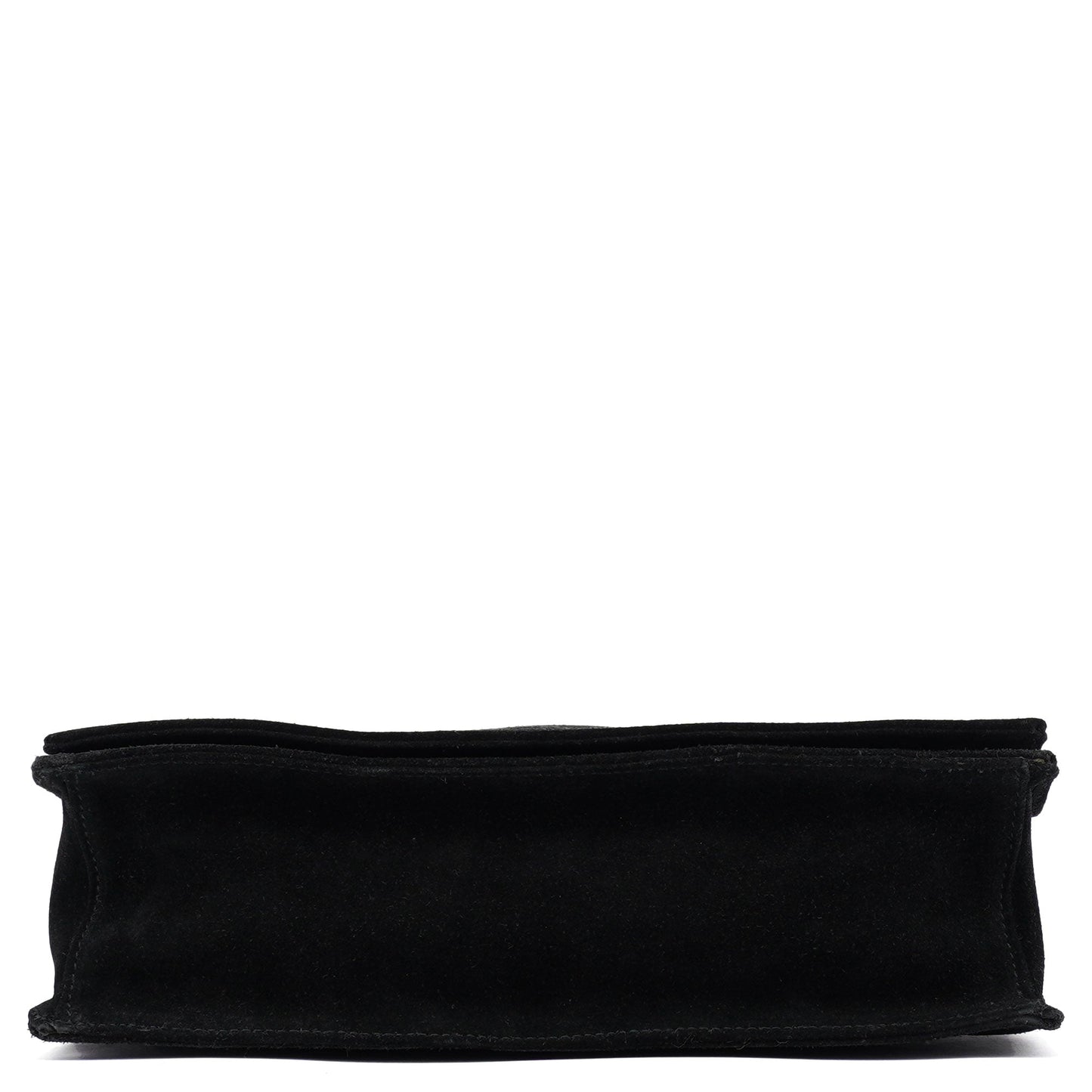 Black Suede Bamboo Flap Shoulder Bag