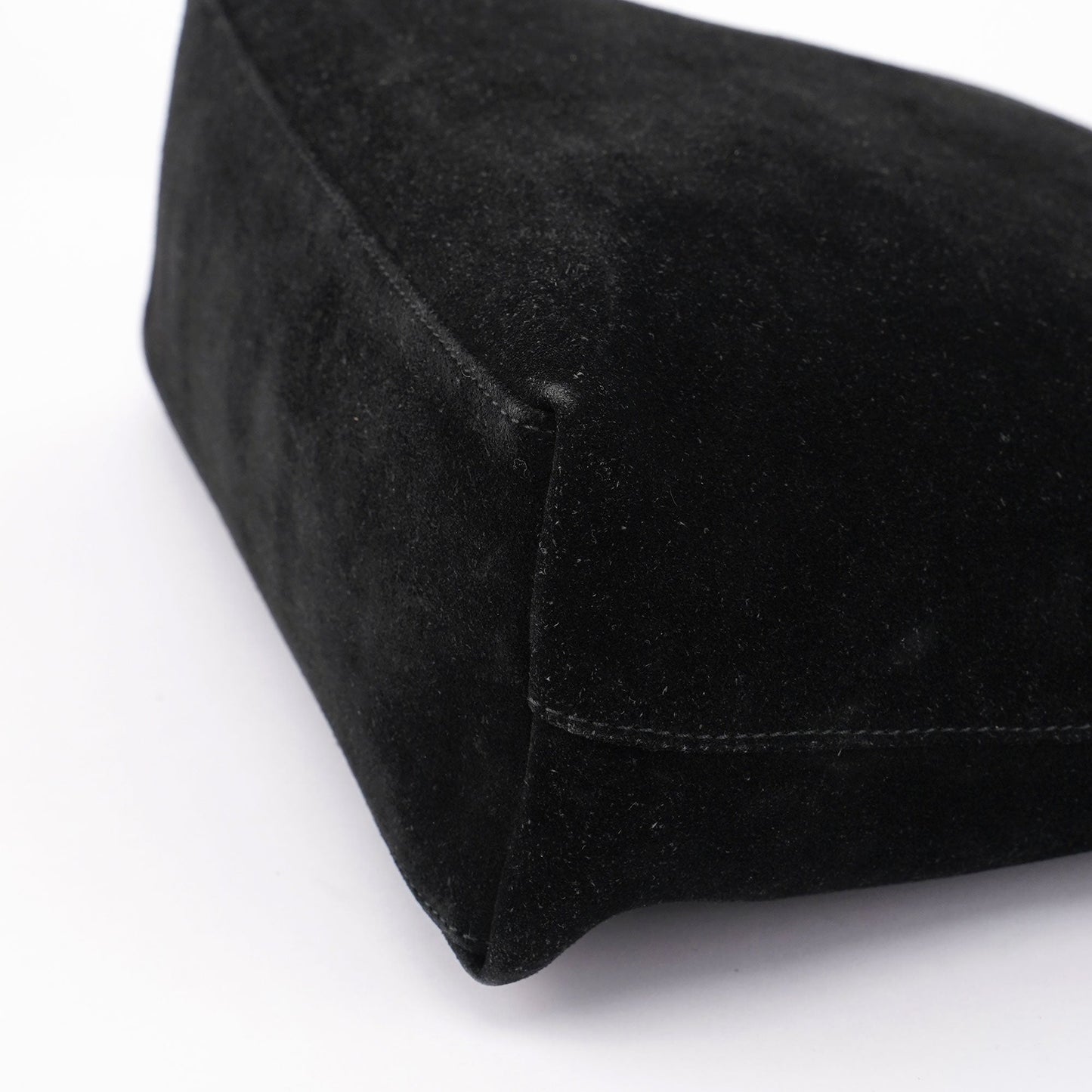 Black Suede Bamboo Hobo Shoulder Bag