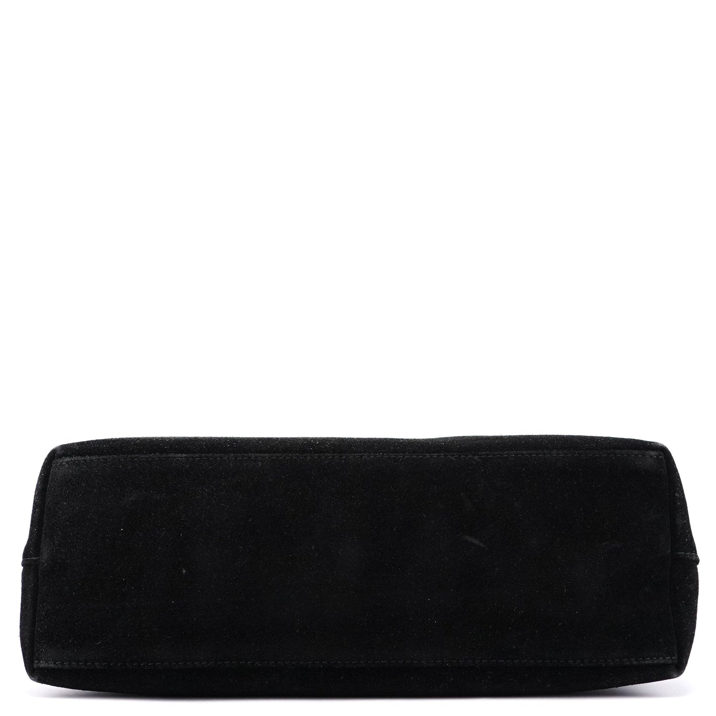 Black Suede Bamboo Hobo Shoulder Bag