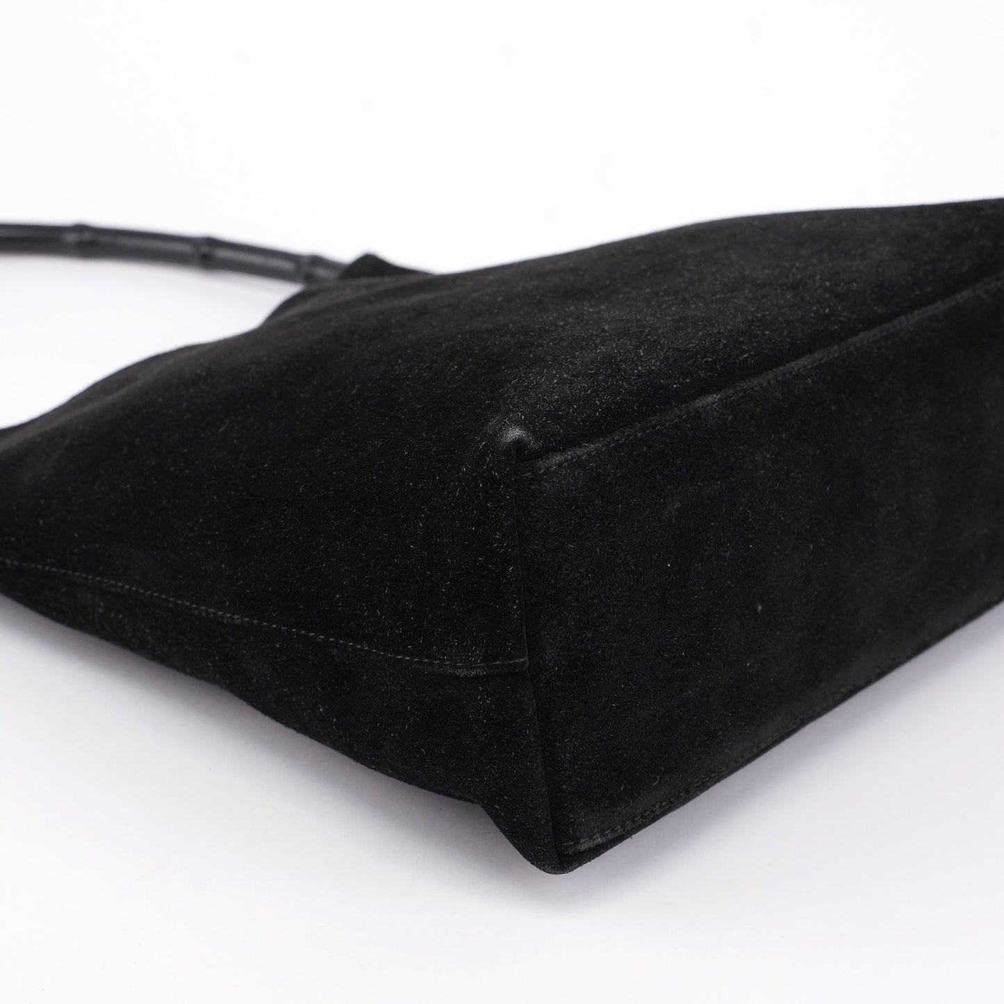 Black Suede Bamboo Hobo Shoulder Bag