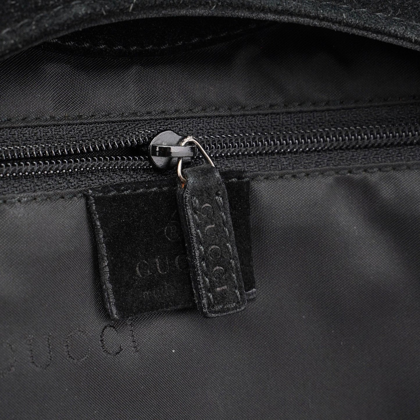 Black Suede Bamboo Hobo Shoulder Bag