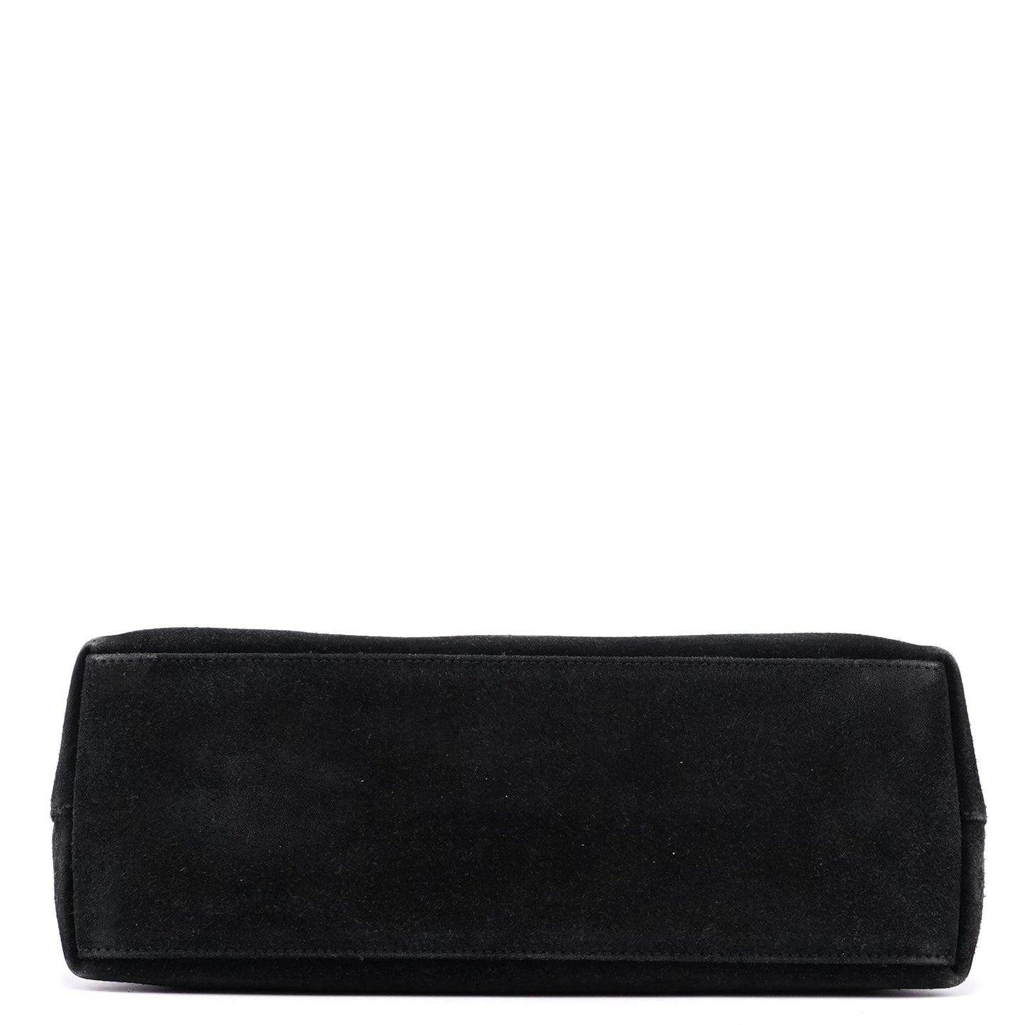 Black Suede Bamboo Hobo Shoulder Bag