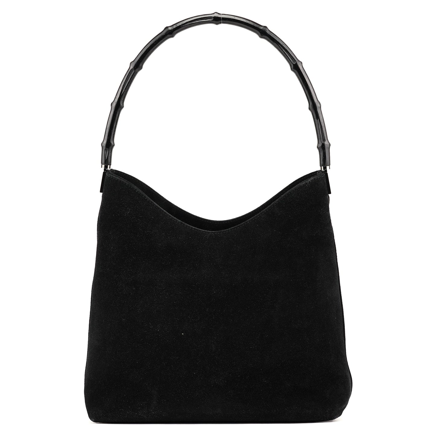 Black Suede Bamboo Shoulder Bag